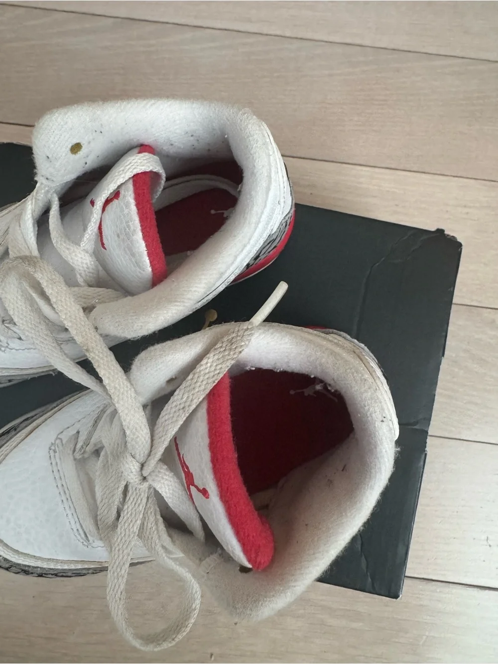 Jordan Kids White/Red with Elephant Print Sneakers